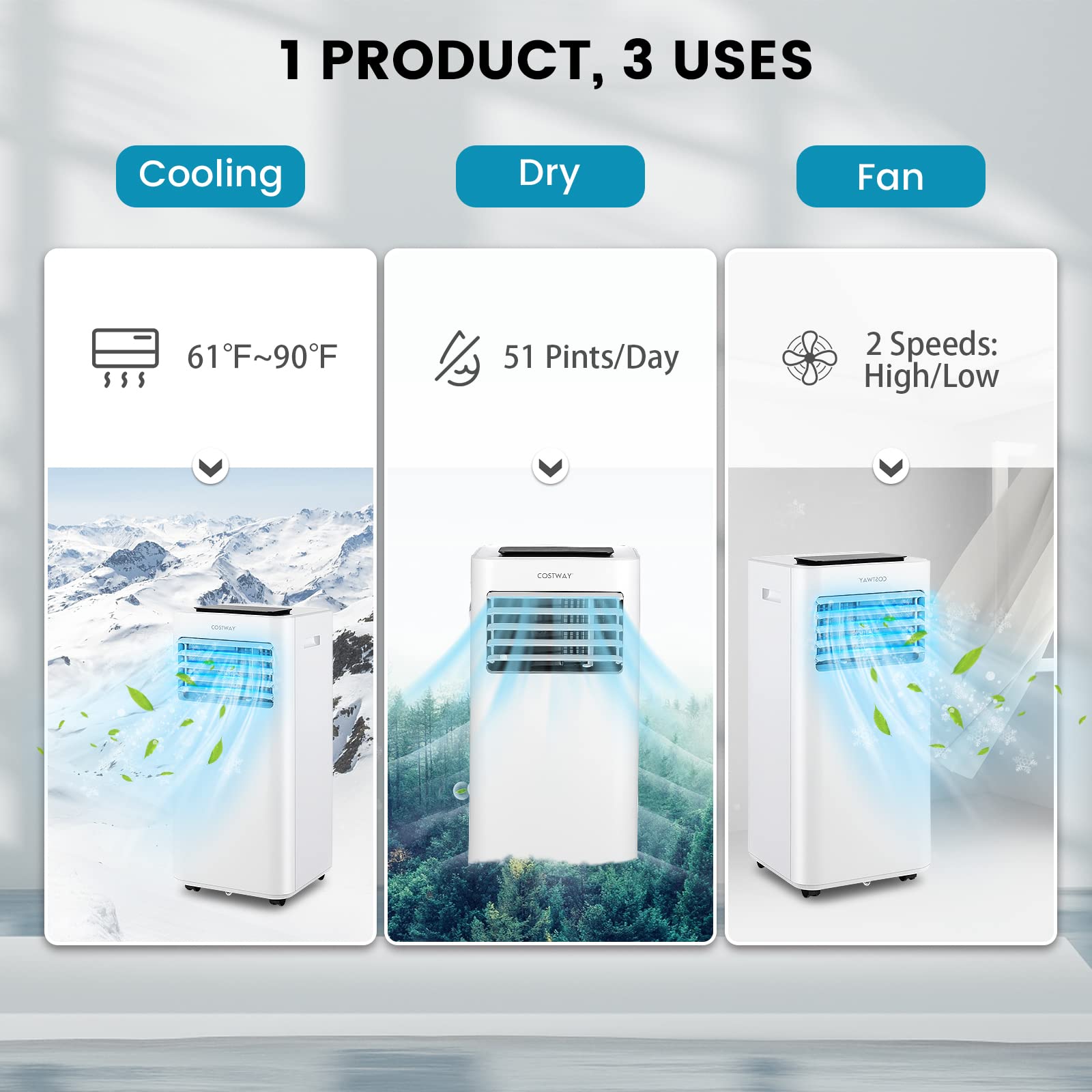 Foto 4 pulgar | Aire Acondicionado Portátil Costway 10000 Btu Con Deshumidificador - Venta Internacional.