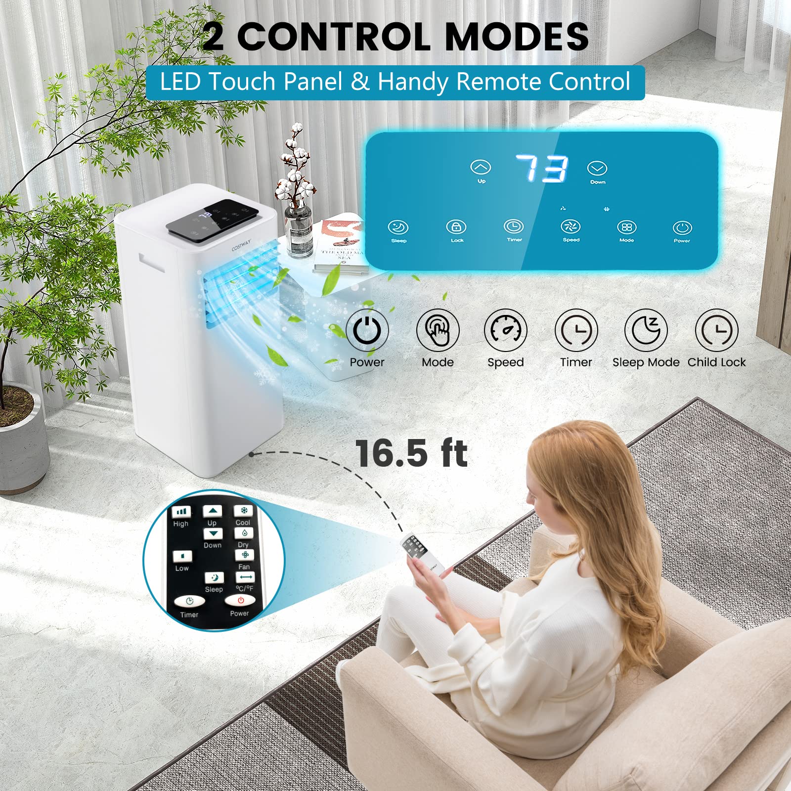 Foto 6 pulgar | Aire Acondicionado Portátil Costway 10000 Btu Con Deshumidificador - Venta Internacional.