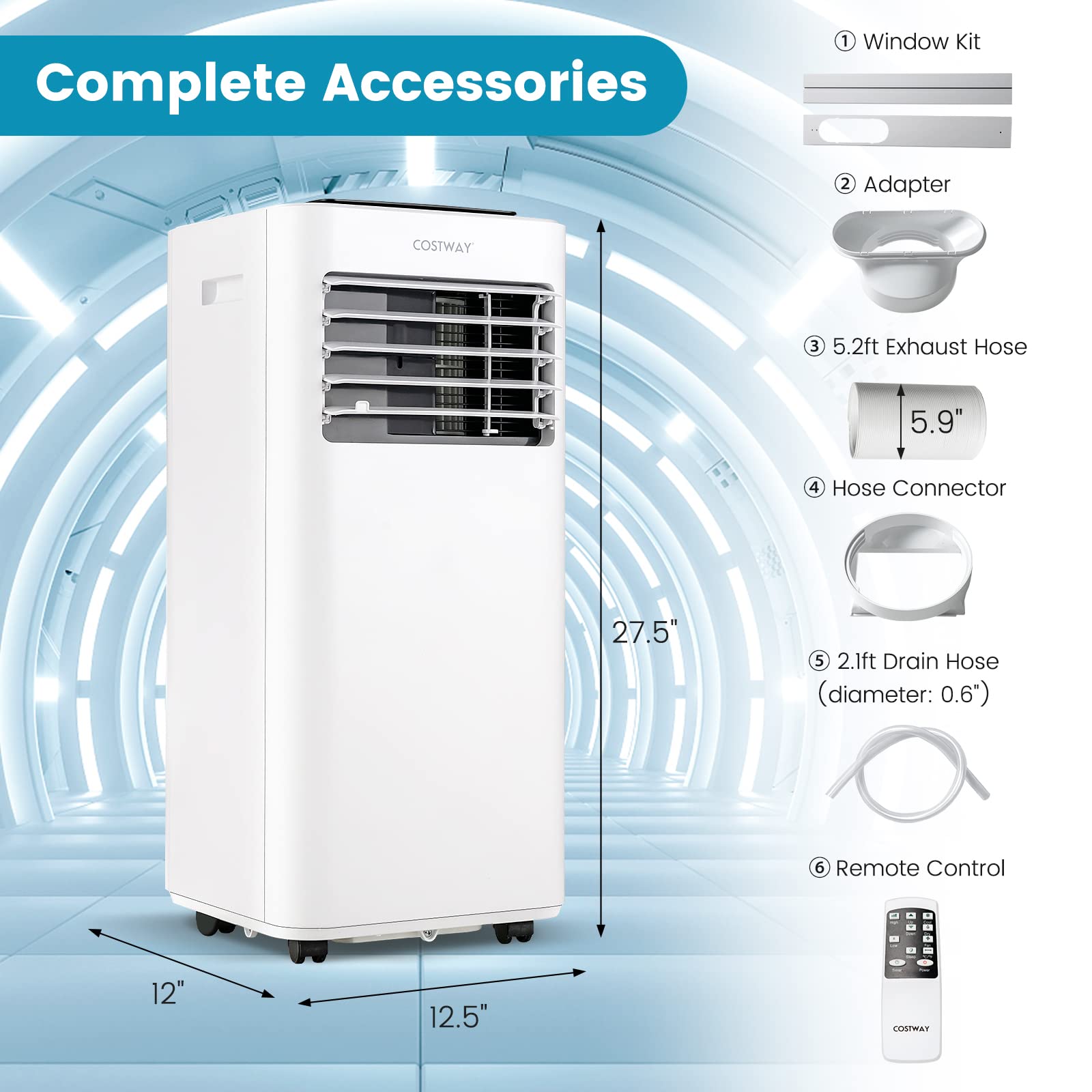 Foto 7 pulgar | Aire Acondicionado Portátil Costway 10000 Btu Con Deshumidificador - Venta Internacional.