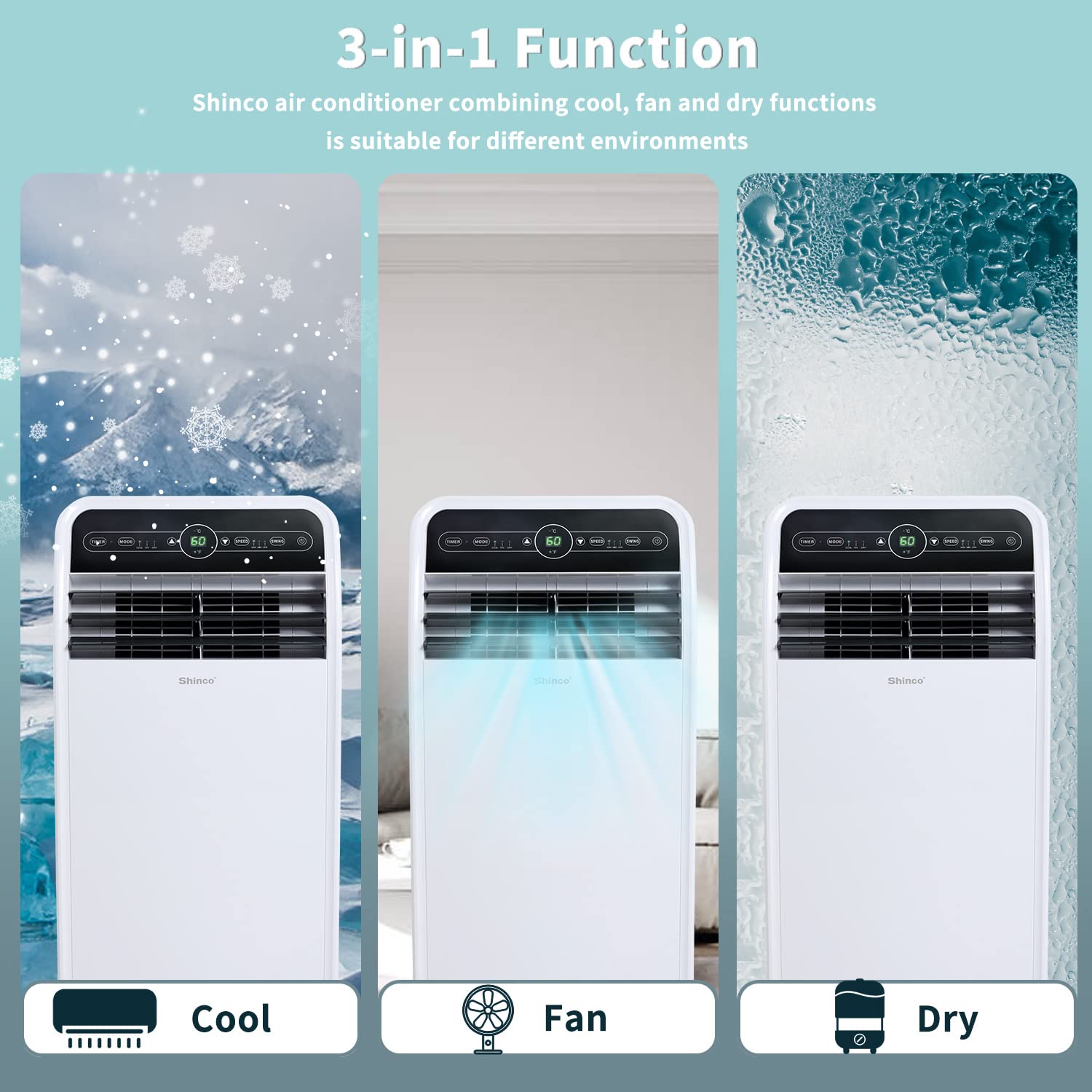 Foto 5 pulgar | Aire Acondicionado Portátil Shinco De 12,000 Btu Para 400 Pies Cuadrados - Venta Internacional.