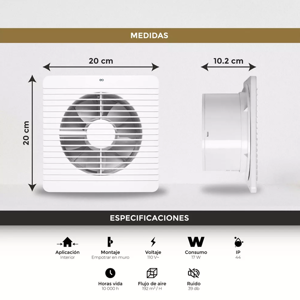 Foto 3 pulgar | Extractor De Aire Silencioso  Bajo Consumo 17w Antirretorno Ip44 Eo Safe Imports Esi-19130 Blanco