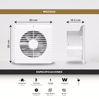 Foto 2 | Extractor De Aire Silencioso Bajo Consumo 17w Antirretorno Ip44 Eo Safe Imports Esi-19130 Blanco