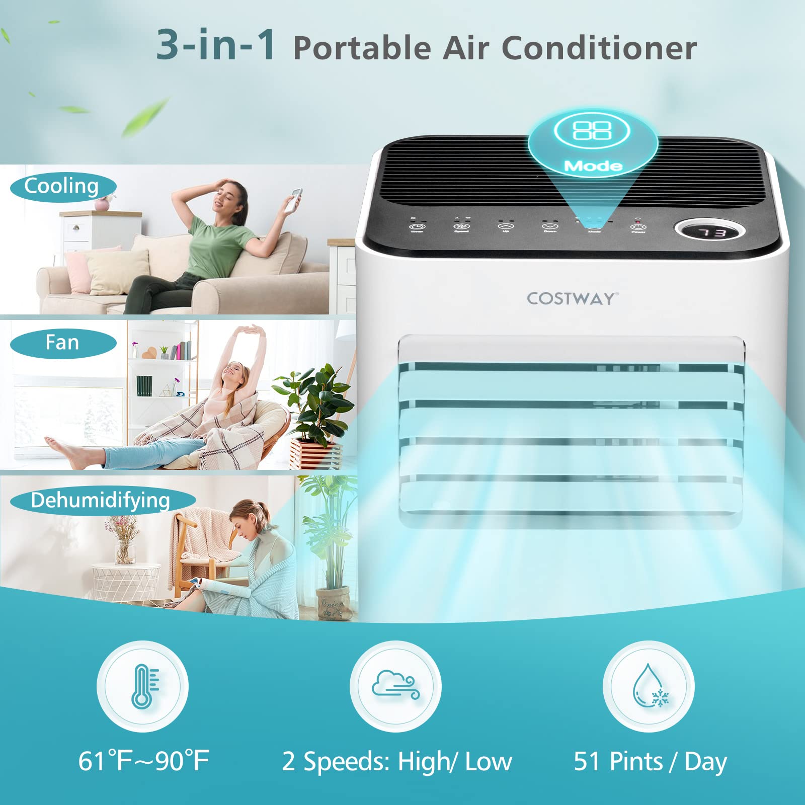 Foto 4 pulgar | Aire Acondicionado Portátil Costway 10000 Btu Para 32 M² Con Ventilador - Venta Internacional.
