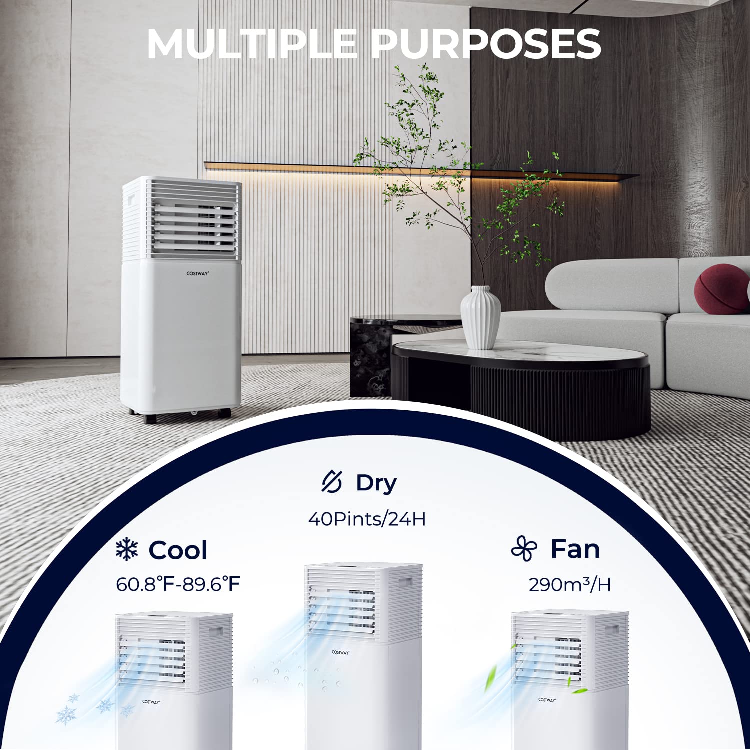 Foto 4 pulgar | Aire Acondicionado Portátil Costway 8000 Btu Para 230 Pies Cuadrados, Blanco - Venta Internacional.