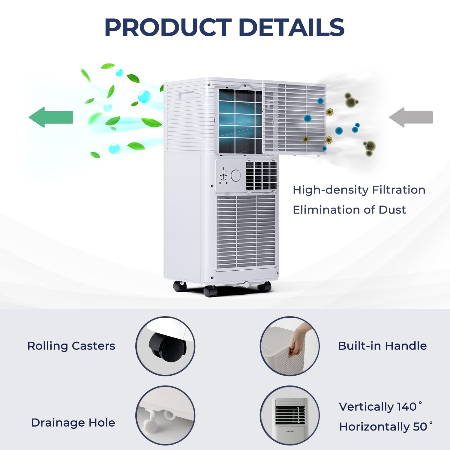 Foto 6 pulgar | Aire Acondicionado Portátil Costway 8000 Btu Para 230 Pies Cuadrados, Blanco - Venta Internacional.