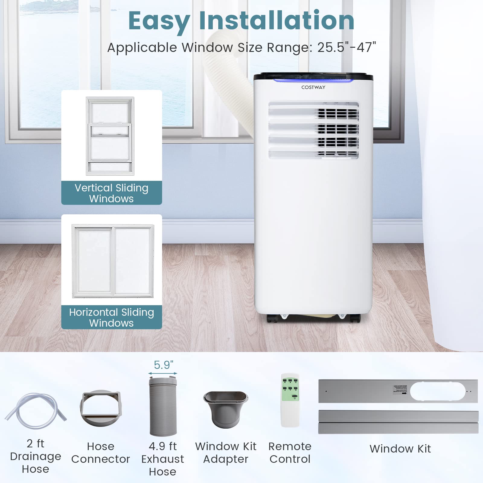Foto 7 pulgar | Aire Acondicionado Portátil Costway 10000 Btu Para 400 Pies Cuadrados - Venta Internacional.