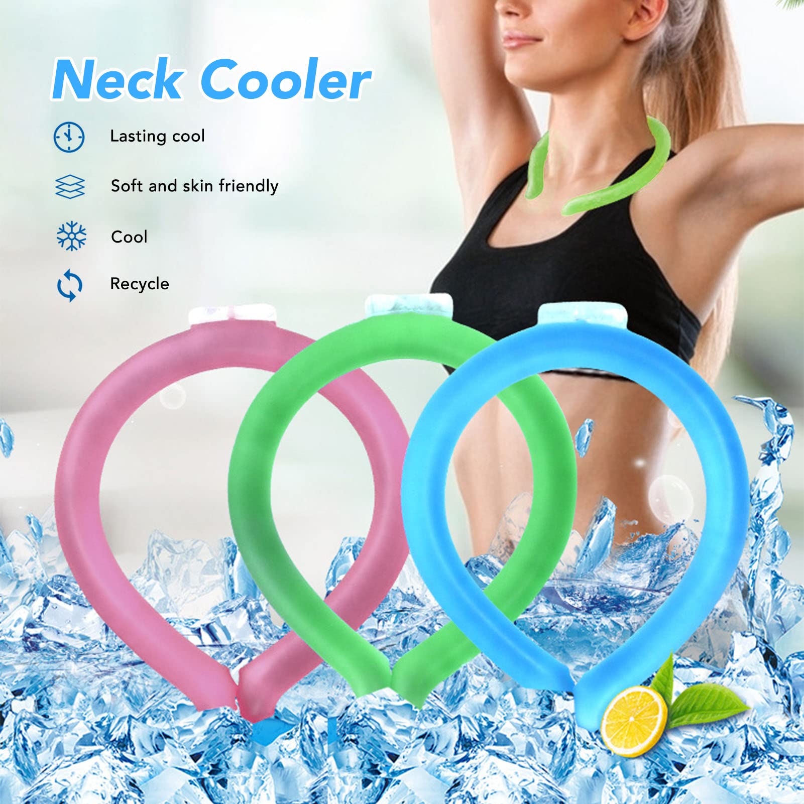 Foto 2 | Tubo De Enfriamiento De Cuello Zjchao, Collar De Hielo Reutilizable, Verde - Venta Internacional.