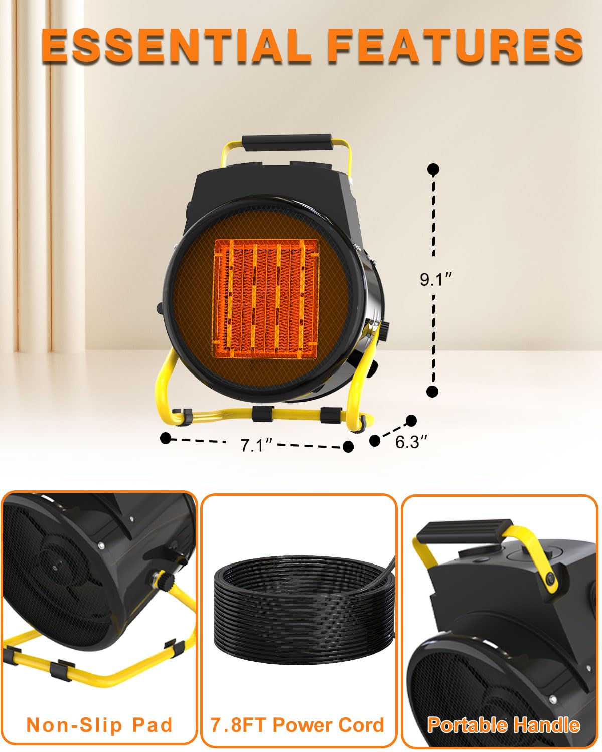 Foto 7 pulgar | Calentadores Exteriores Tectake Portátiles De 1500 W Con Protección Contra Sobrecalentamiento - Venta Internacional.