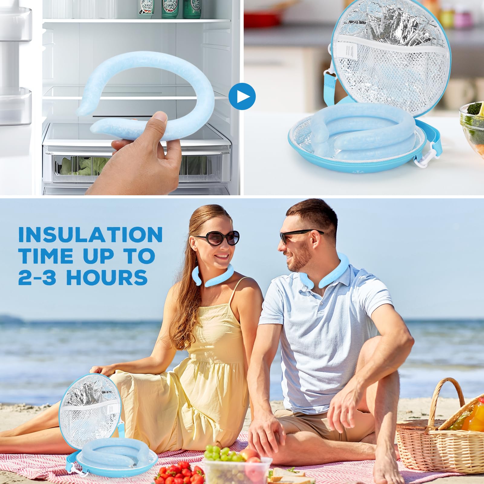 Foto 4 | Neck Cooling Tube 1more Neck Enfrier Ice Ring  Paquete De 2 Unidades  Azul - Venta Internacional.