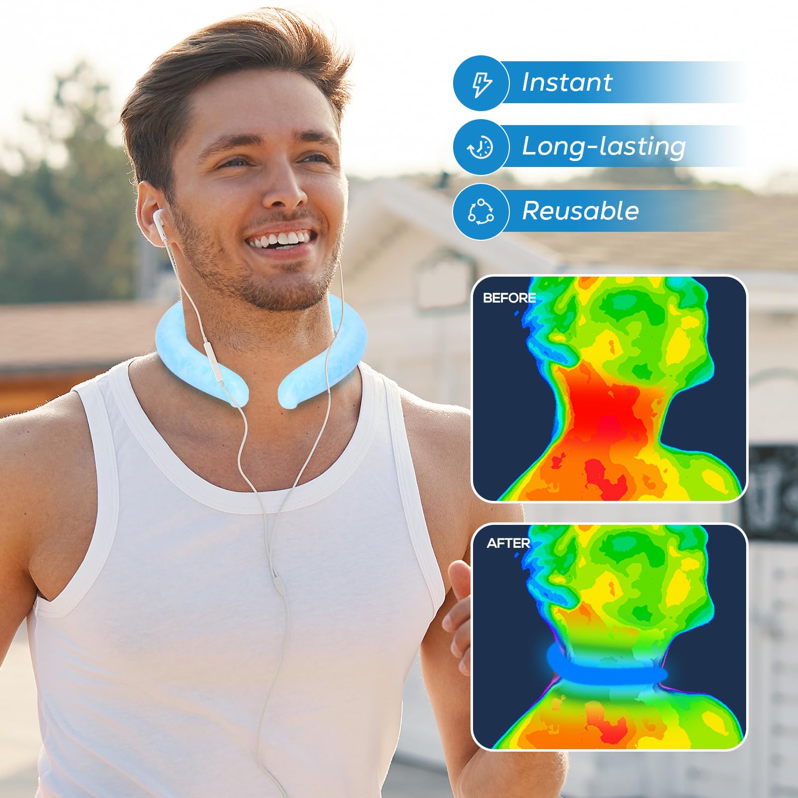 Foto 5 | Neck Cooling Tube 1more Neck Enfrier Ice Ring  Paquete De 2 Unidades  Azul - Venta Internacional.