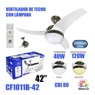 Foto 2 | Ventilador De Techo 3 Aspas Blanco Megaluz