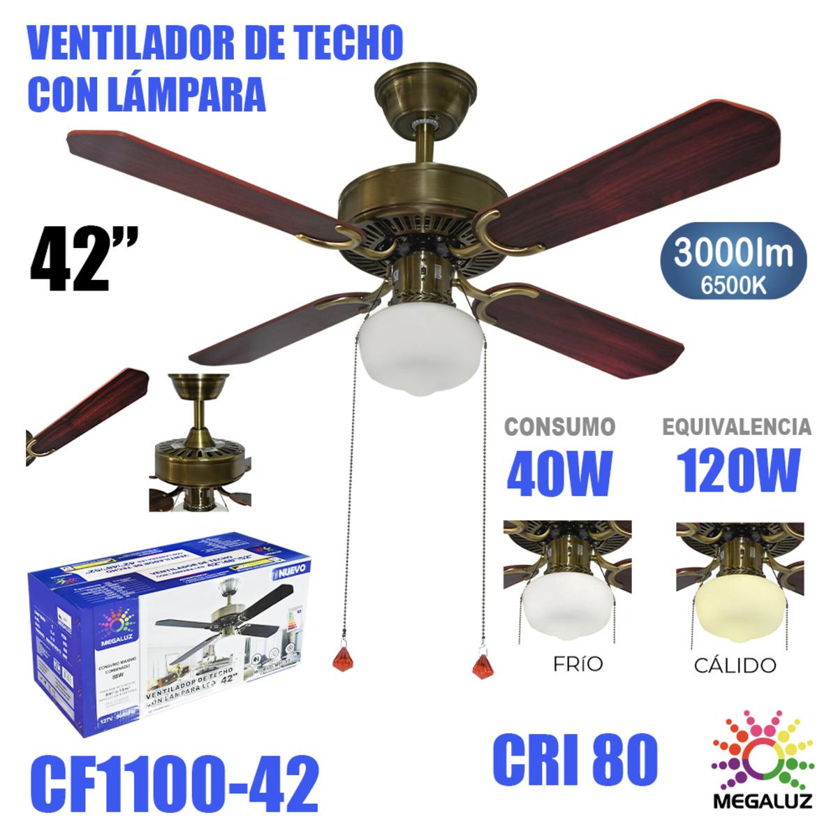 Ventilador De Techo Con Lampara Led Cf1100-42 | Coppel.com