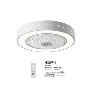 Foto 2 | Ventilador de Techo Megaluz WF60005 con Luz Led Tipo Extractor