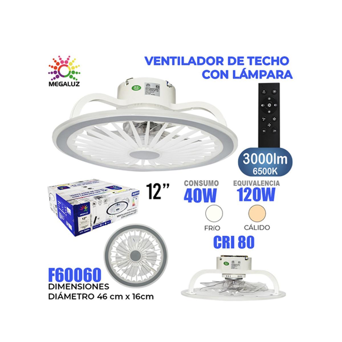 Foto 3 pulgar | Ventilador De Techo Megaluz Con Lámpara Led F60060