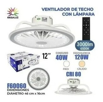 Foto 5 pulgar | Ventilador De Techo Megaluz Con Lámpara Led F60060