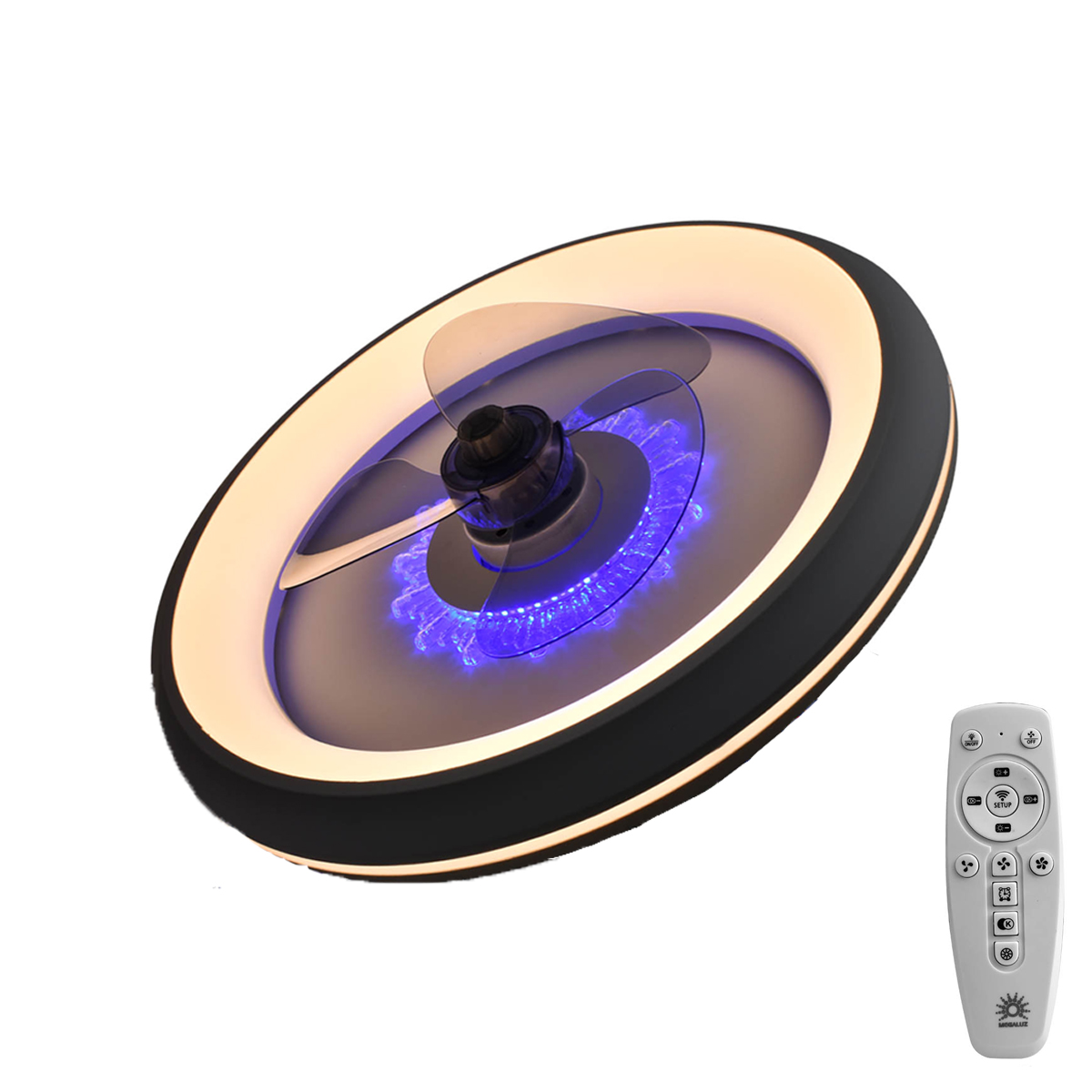 Ventilador De Techo Megaluz Con Lampara Led Vtl202101