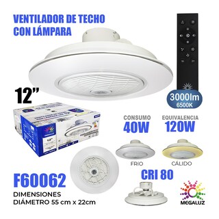 Foto 2 | Ventilador Megaluz F60062 con Luz Led Tipo Extractor