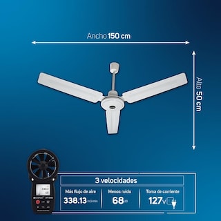 Foto 6 | Ventilador de Techo Taurus Apus color Blanco 5 Velocidades 3 Aspas