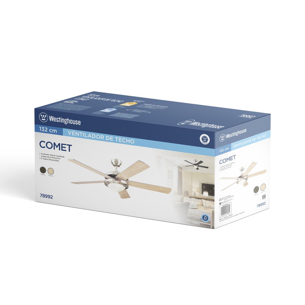 Foto 8 | Ventilador Westinghouse Comet Niquel 52'' Con Luz Sin Control