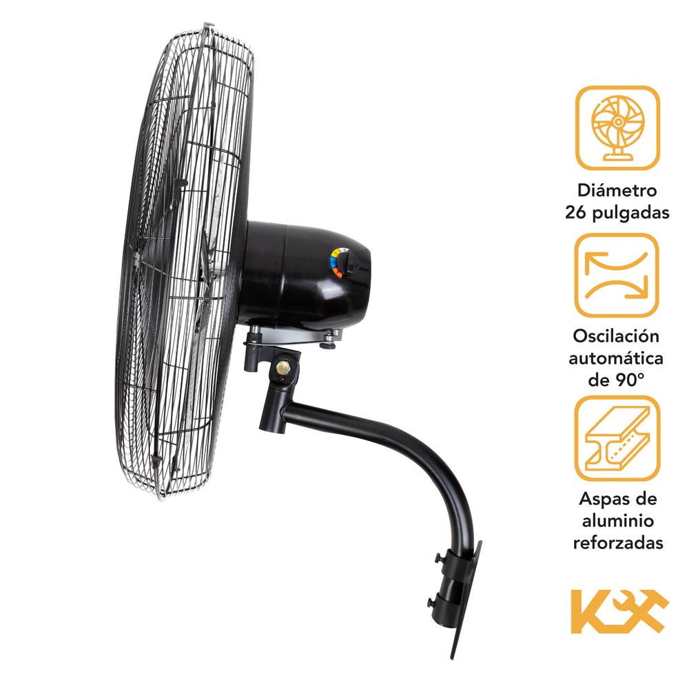 Foto 3 pulgar | Ventilador de Pared Kingsman Industrial 26" Aluminio Negro
