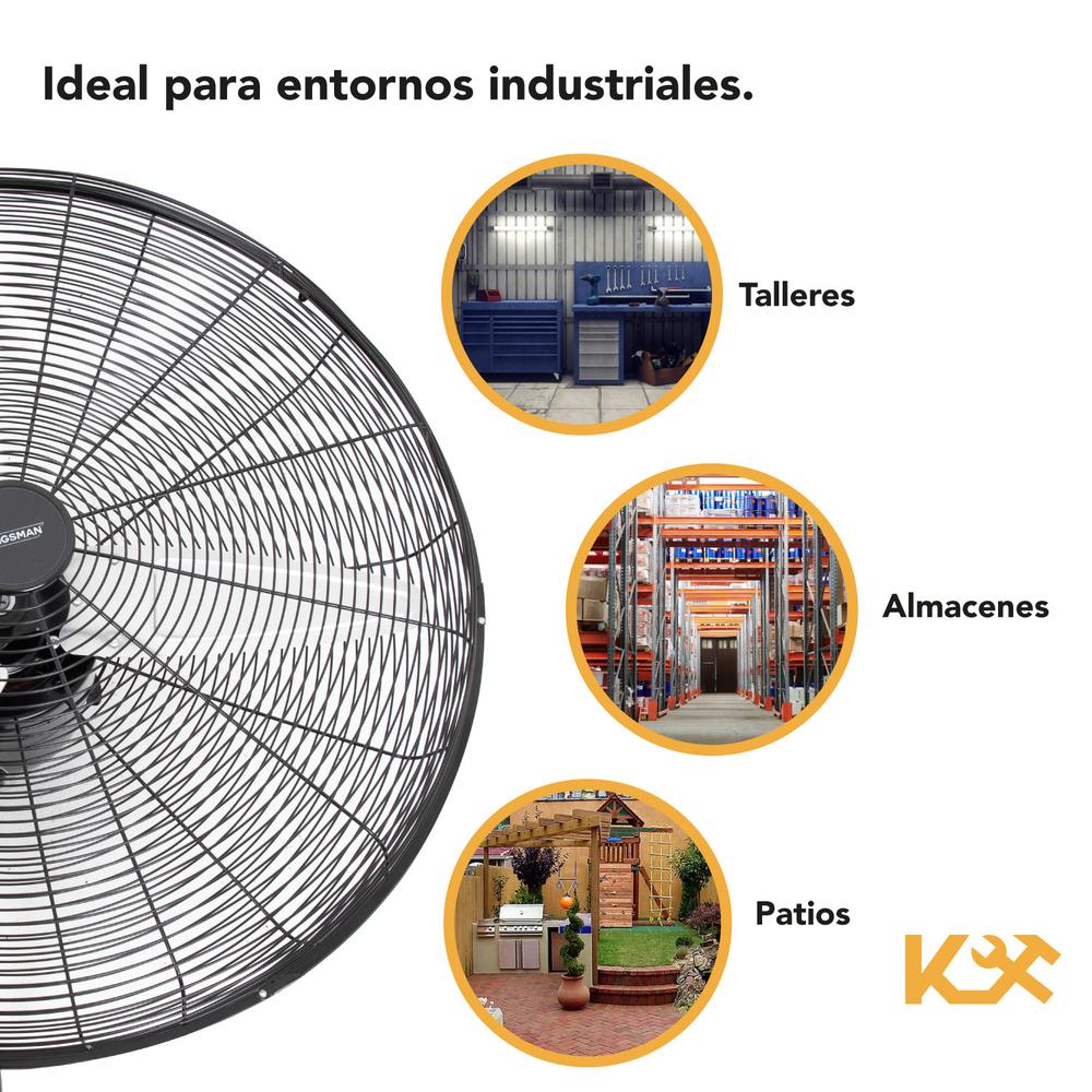 Foto 4 pulgar | Ventilador de Pared Kingsman Industrial 26" Aluminio Negro