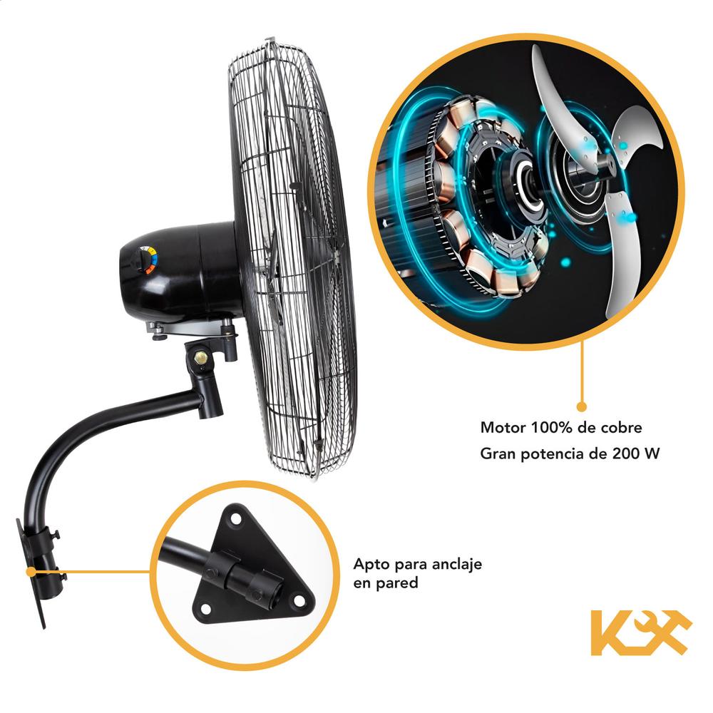 Foto 7 pulgar | Ventilador de Pared Kingsman Industrial 26" Aluminio Negro