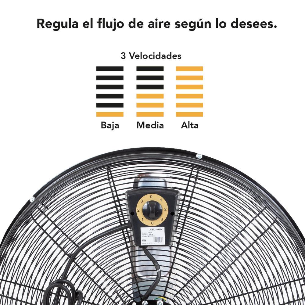 Foto 6 pulgar | Ventilador de Piso Kingsman Industrial 24" Aluminio Negro