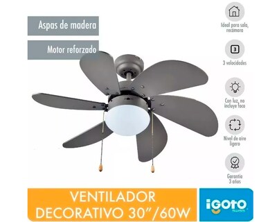 Foto 3 | Ventilador Para Techo Igoto V3001 Gris De 3 Velocidades