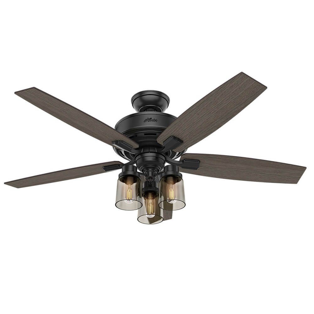 Ventilador de Techo Bennett Negro con Tres Luces 52"