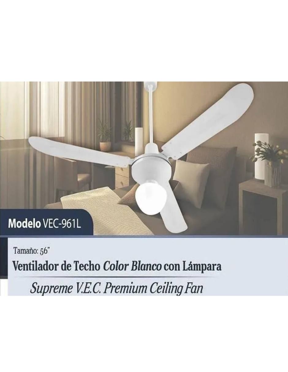 Foto 3 pulgar | Ventilador Techo VEC 1VEC961 color Blanco Motor 56'' Empaque Ind 90 Watts Supreme