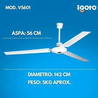 Foto 5 | Ventilador Techo 3 Aspas Control 5 Velocidades 142cm 3 Pzas