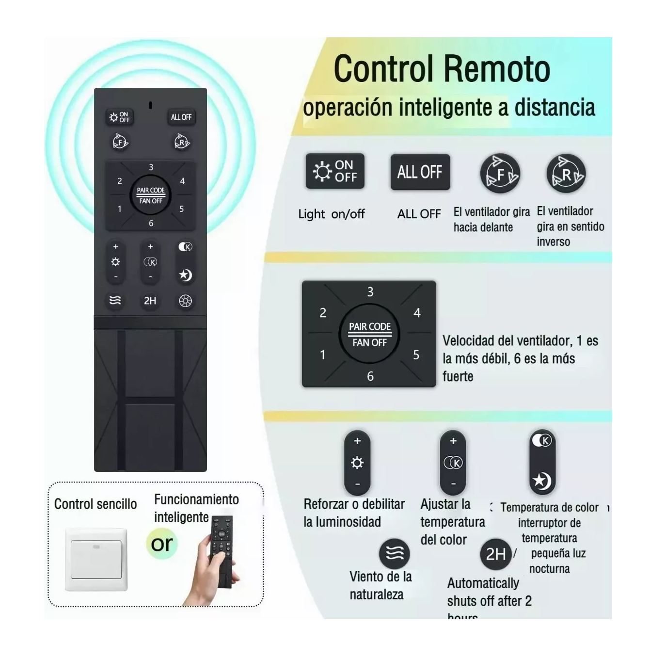 Foto 5 pulgar | Ventilador Inteligente de Techo Control Remoto Blanco