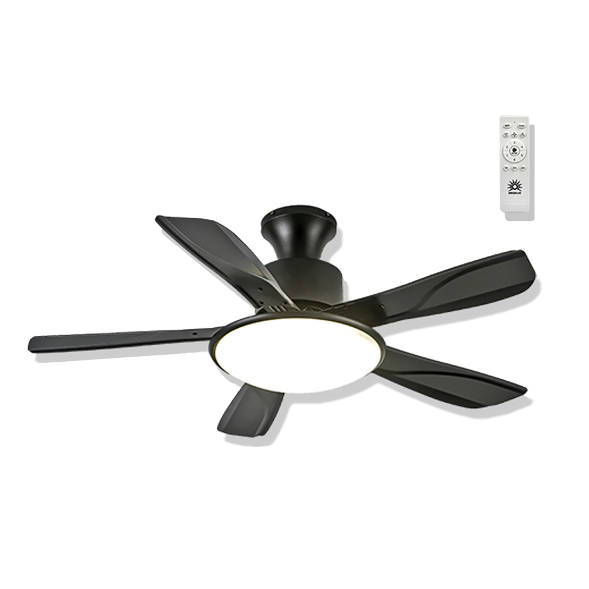 Foto 1 | Ventilador de Techo con Lámpara Led 5 Aspas Fijas color Negro