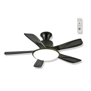 Foto 1 | Ventilador de Techo con Lámpara Led 5 Aspas Fijas color Negro