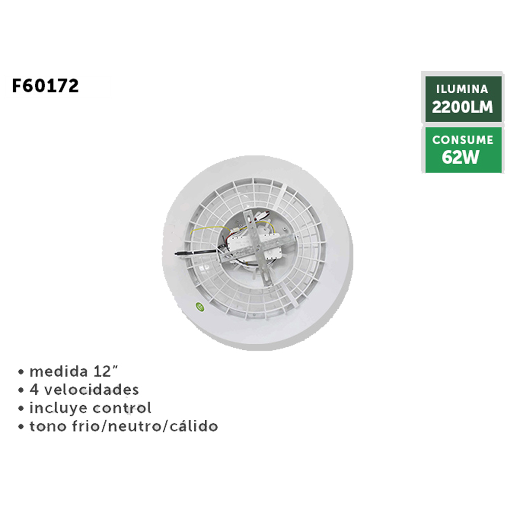 Foto 3 pulgar | Ventilador de Techo Megaluz con Lámpara Led 4 Velocidades 3 Tonos de Luz