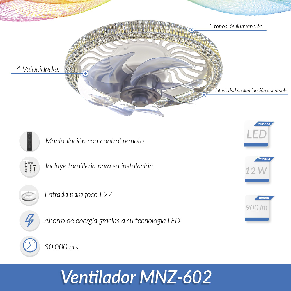 Foto 6 pulgar | Ventilador de Techo Mil Luces Transparente HEPTA