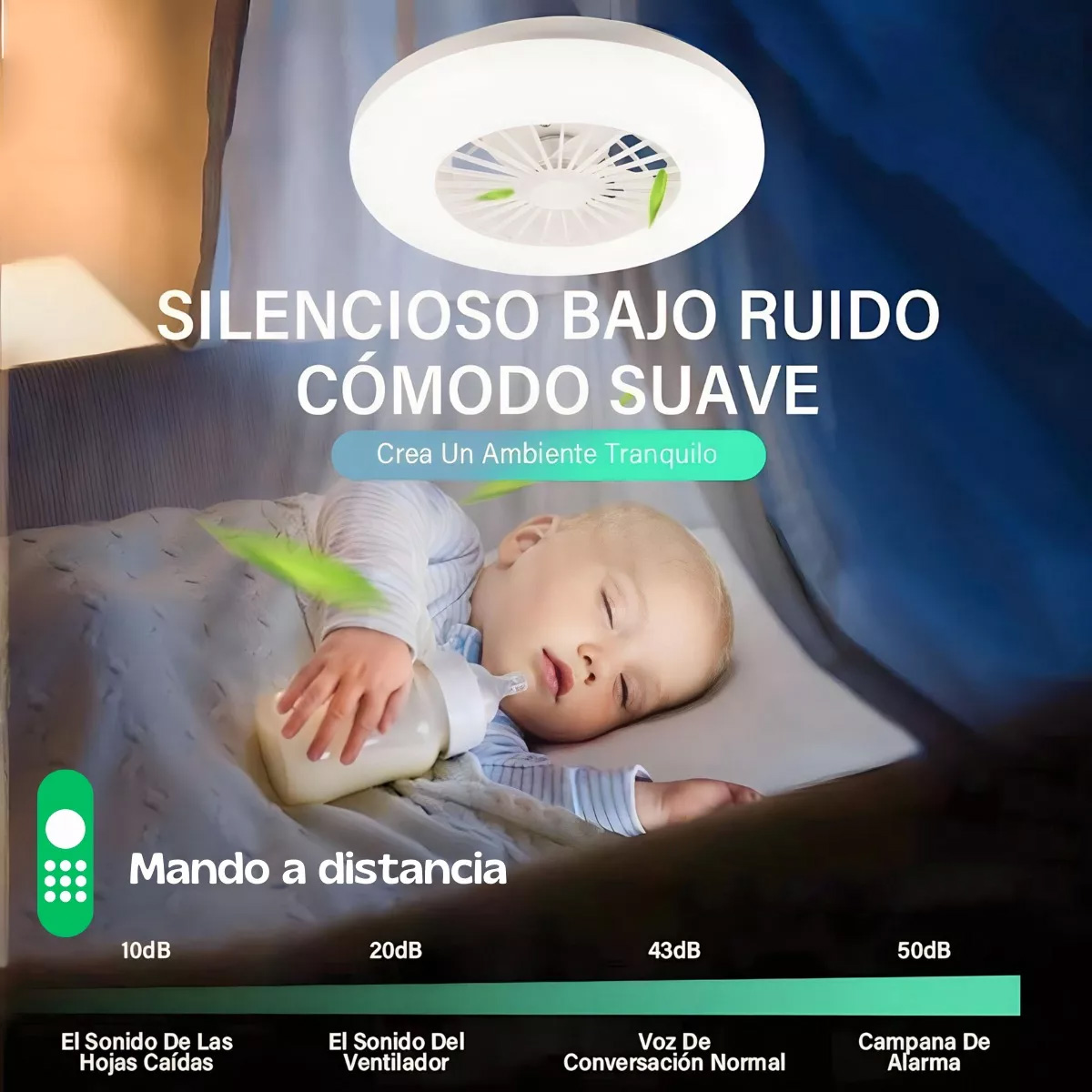 Foto 5 pulgar | Ventilador de Techo con Luz Led Dosyu 3 Colores Regulables