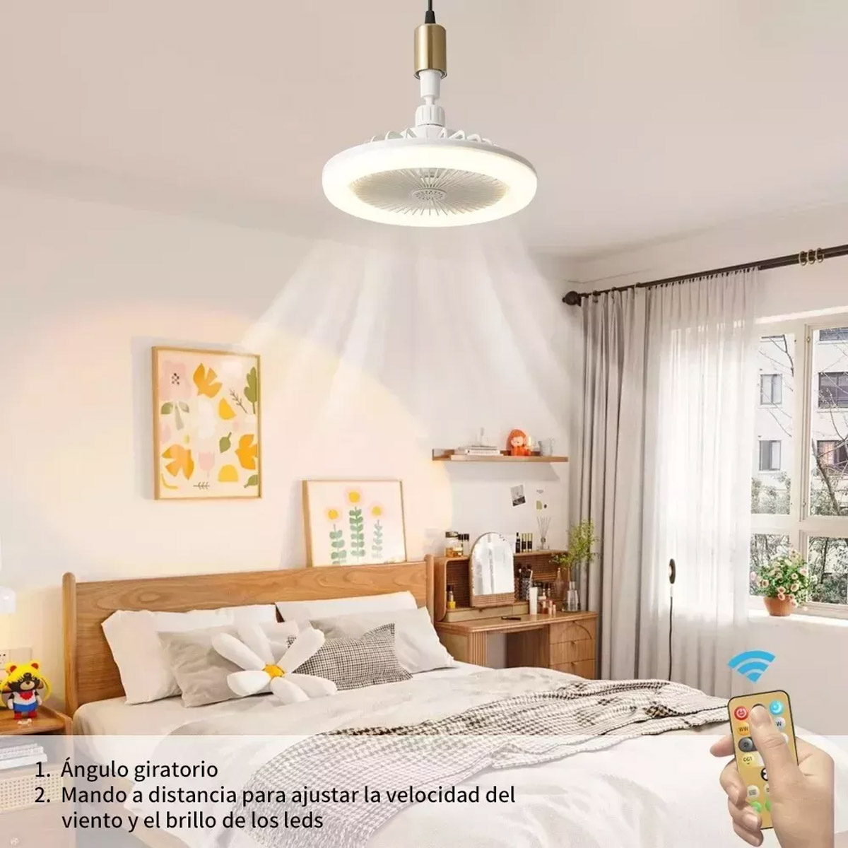 Foto 4 pulgar | Ventilador de Techo con Luz Led Angulo Regulable Control Remoto