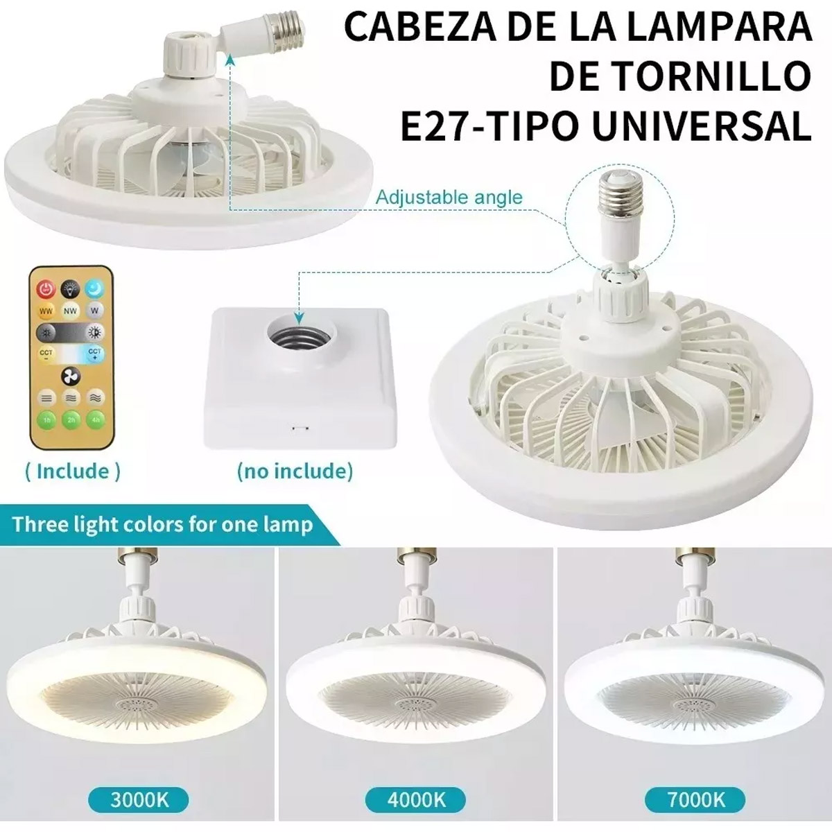 Foto 5 pulgar | Ventilador de Techo con Luz Led Angulo Regulable Control Remoto