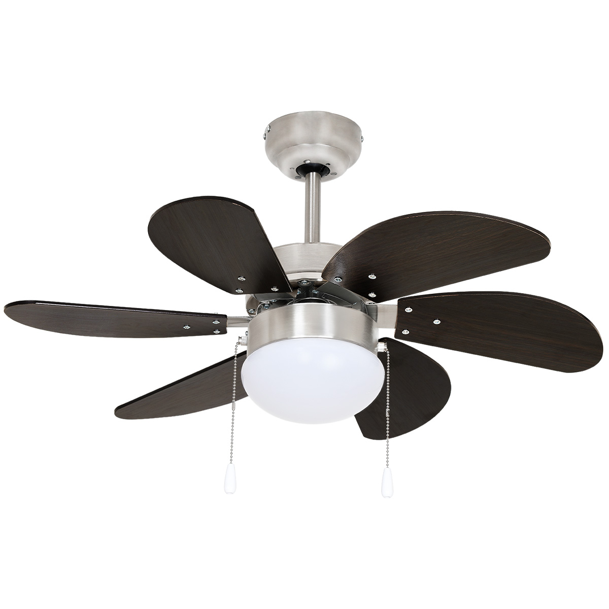 Ventilador de Techo Beckon Moderno 78 cm 6 Aspas Acabado Tipo Madera