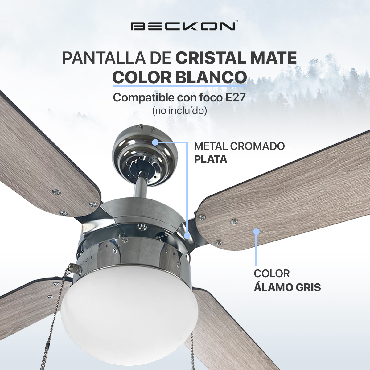 Foto 5 pulgar | Ventilador de Techo Beckon Moderno de 42 Pulgadas 107 cm 4 Aspas Acabado Tipo Madera