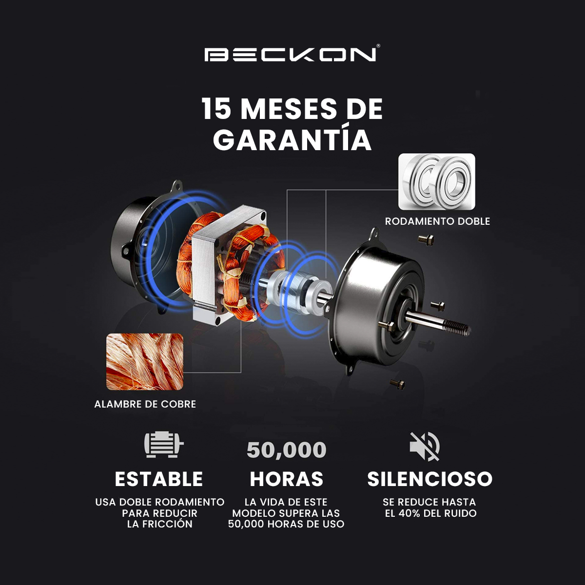 Foto 6 | Ventilador de Techo Beckon Moderno de 42 Pulgadas 107 cm 4 Aspas Acabado Tipo Madera