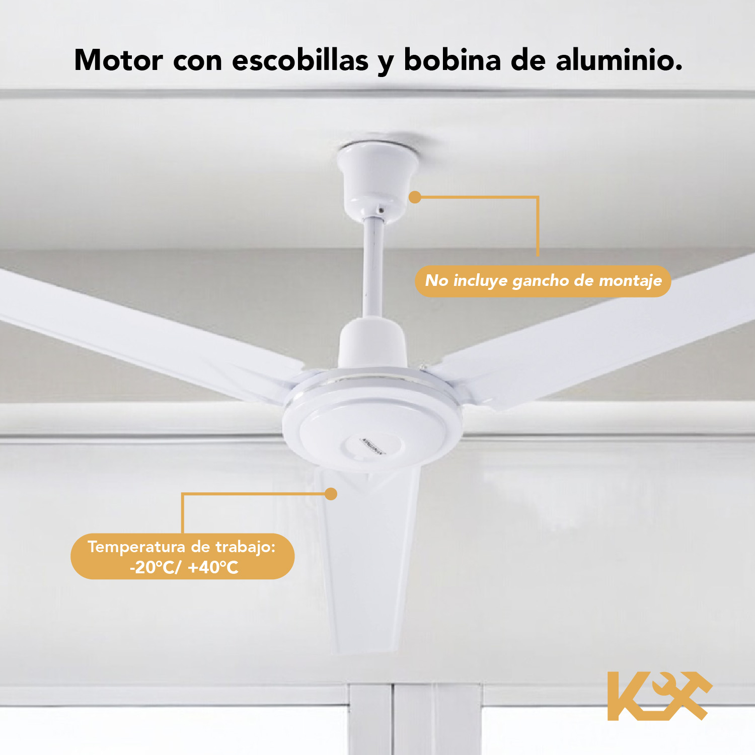 Foto 5 pulgar | Ventilador de Techo Kingsman 56'' 3 Aspas 127v 65w 5 Velocidades 3 Piezas