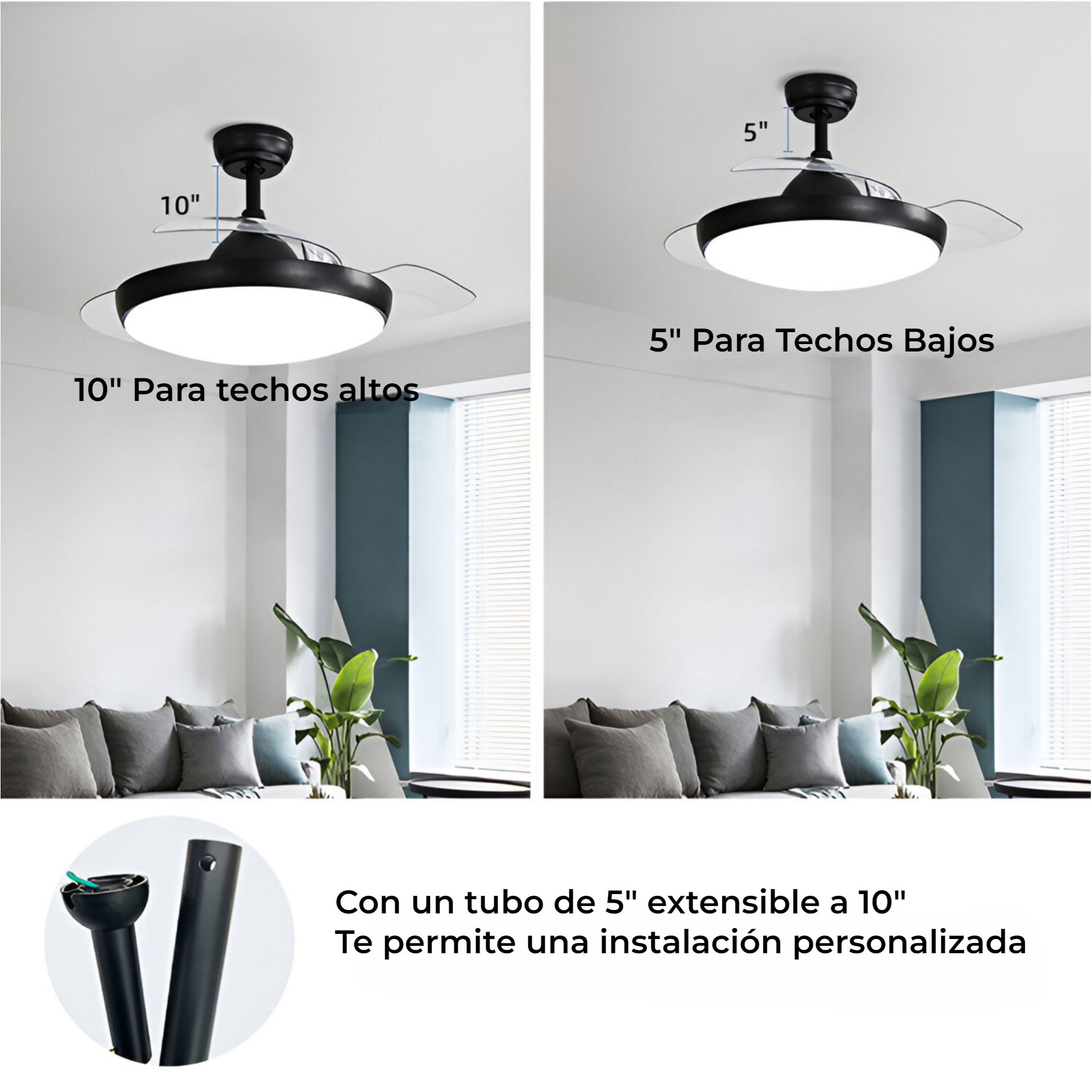 Foto 4 pulgar | Ventilador de Techo Plegable y Lámpara Con Luz 36w con 3 Aspas