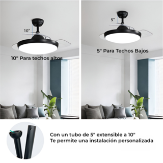 Foto 3 | Ventilador de Techo Plegable y Lámpara Con Luz 36w con 3 Aspas