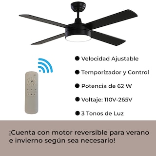 Foto 2 | Ventilador de Techo Alphaled Negro 52'' 4 Aspas