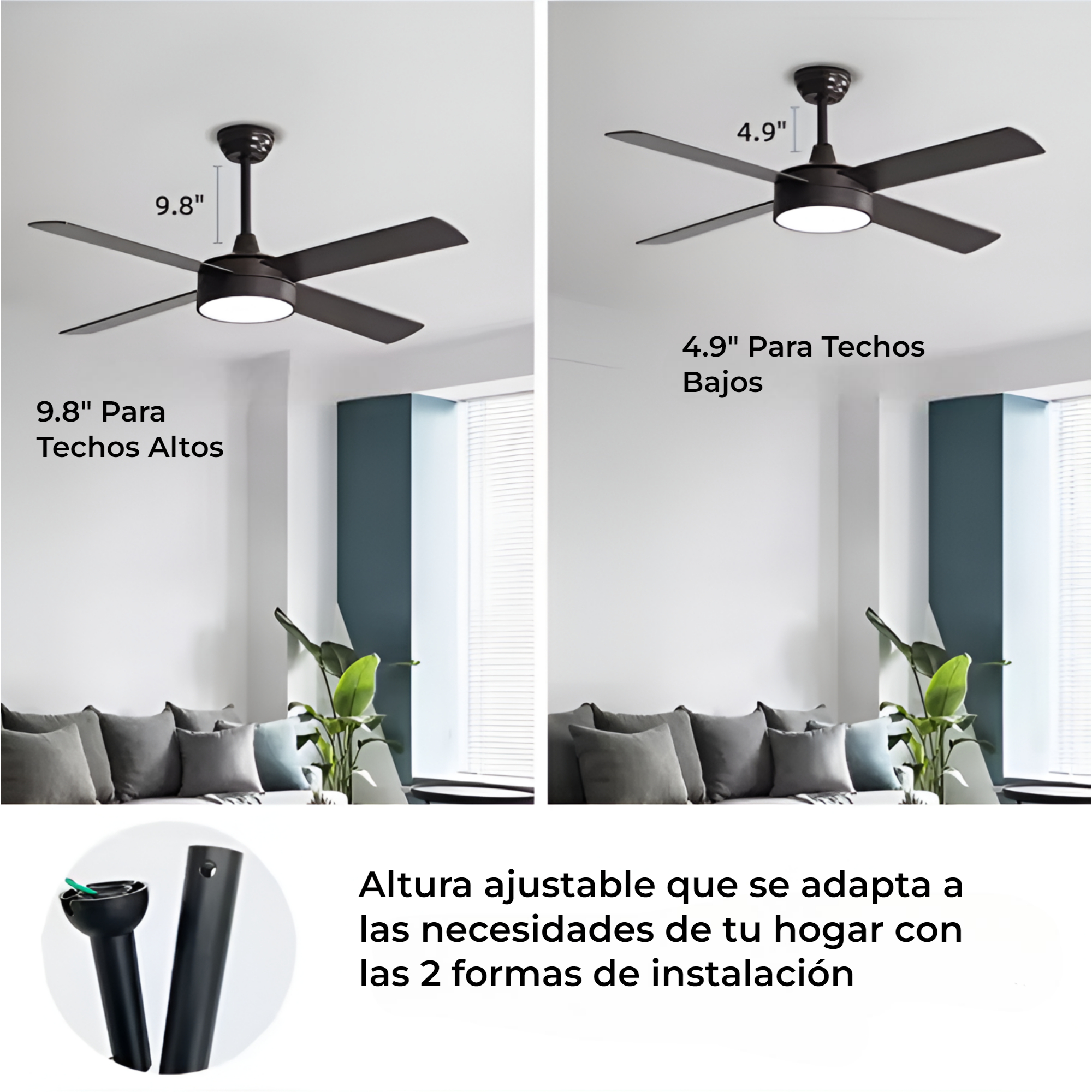 Foto 5 pulgar | Ventilador de Techo Alphaled Negro 52'' 4 Aspas