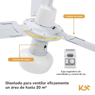 Foto 3 | Ventilador de Techo con Luz Led Kingsman 56'' Diámetro