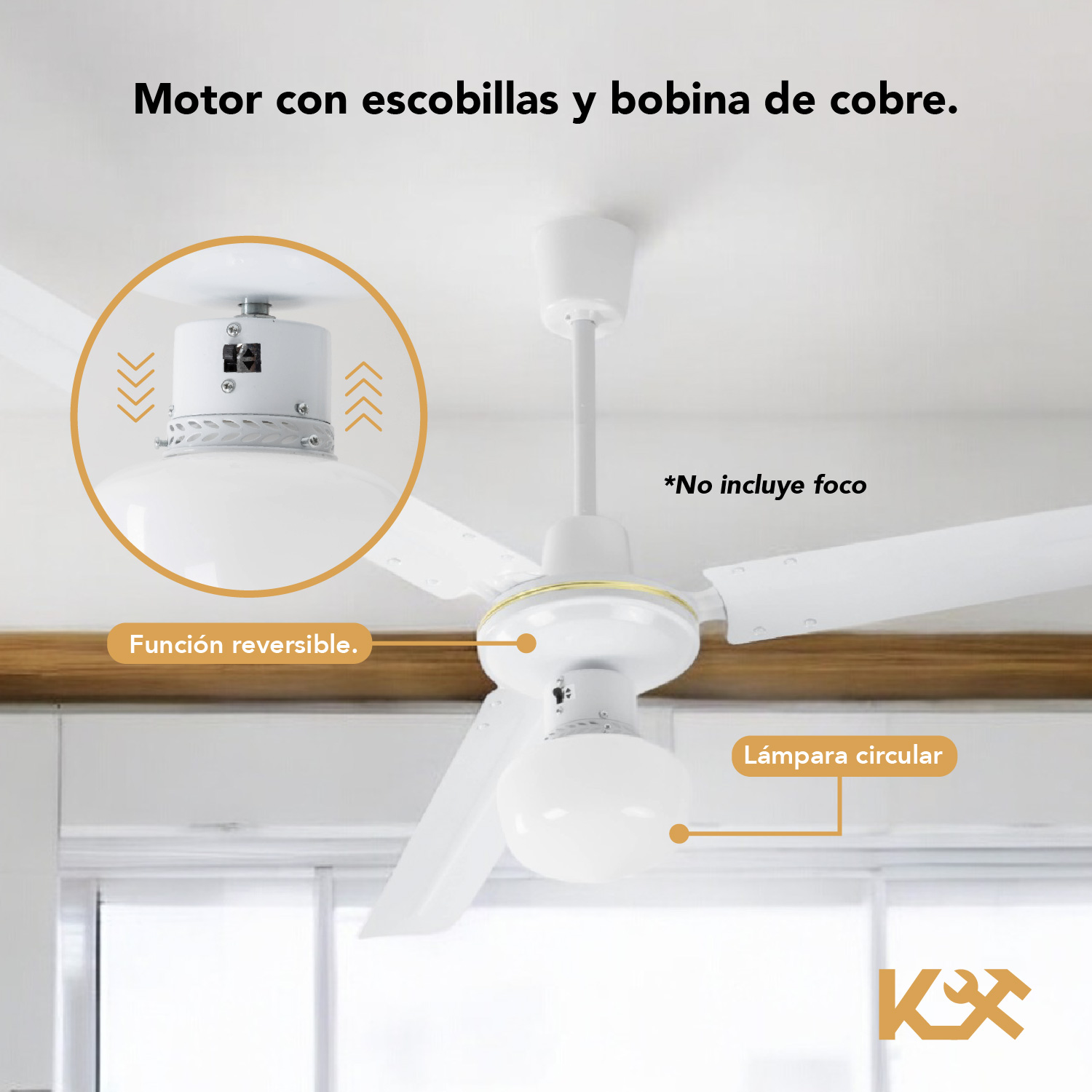 Foto 5 pulgar | Ventilador de Techo con Luz Led Kingsman 56'' Diámetro