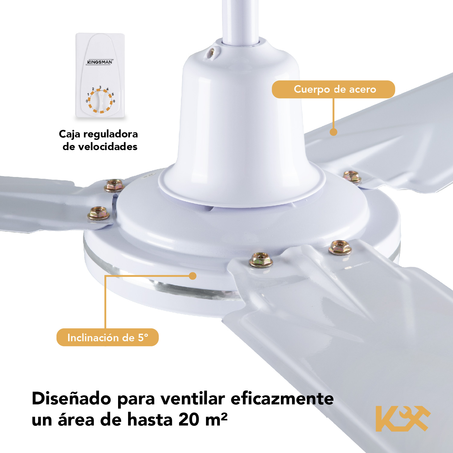 Foto 4 pulgar | Ventilador de Techo Kingsman 56'' Diámetro 3 Aspas 127v 65w